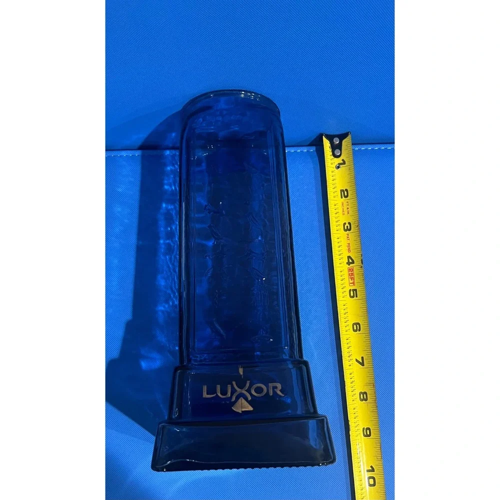 Vintage Luxor Cobalt Blue Glass Egyptian Hieroglyphic Decanter Vase Canada 9.5in